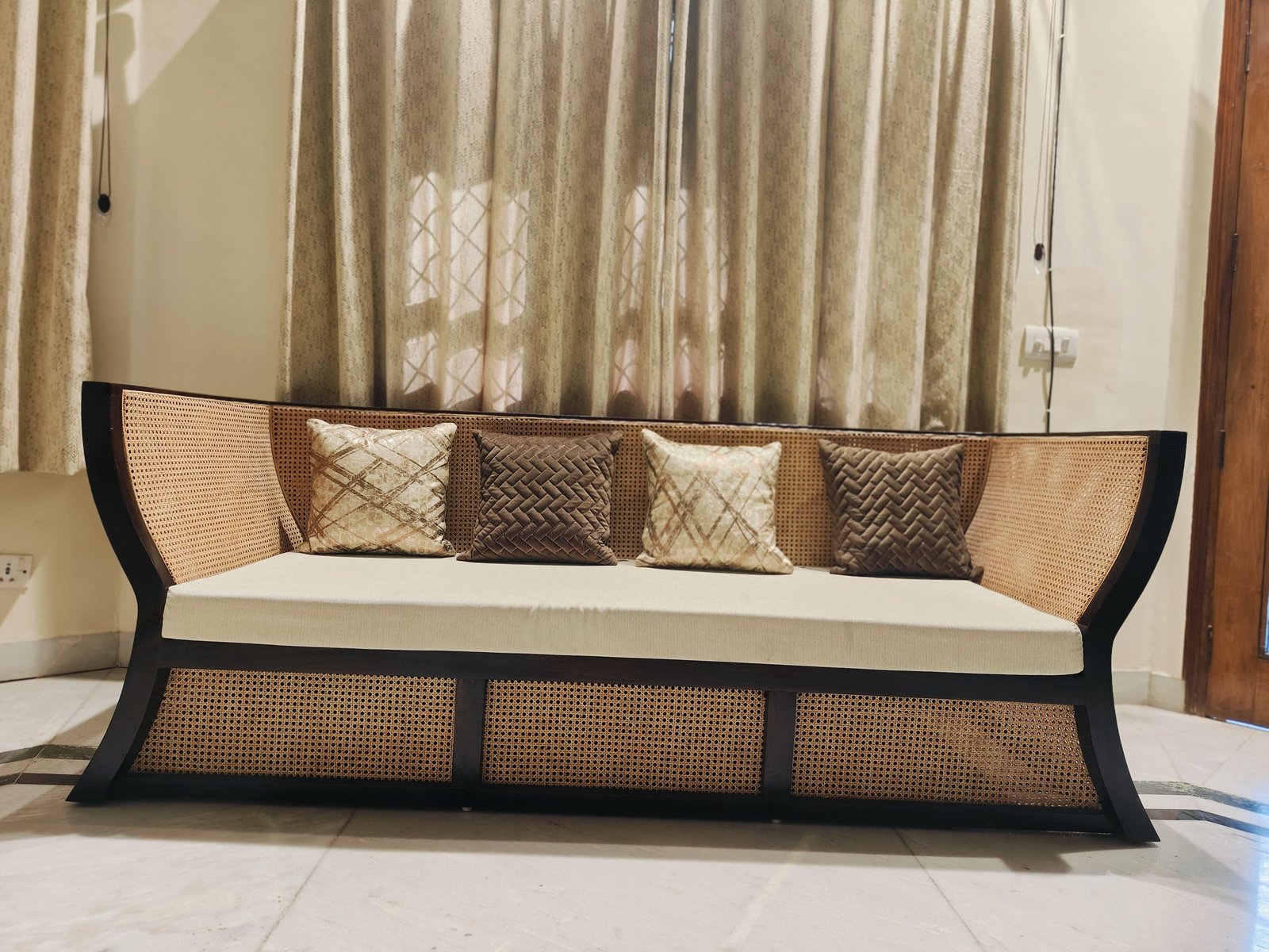 Hexagonal weaved Cane 3 Seater Sofa Hexagonal weaved Cane 3 Seater Sofa