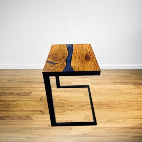 SOFA-SIDE-TABLE Metallic Blue Epoxy Nest of Table