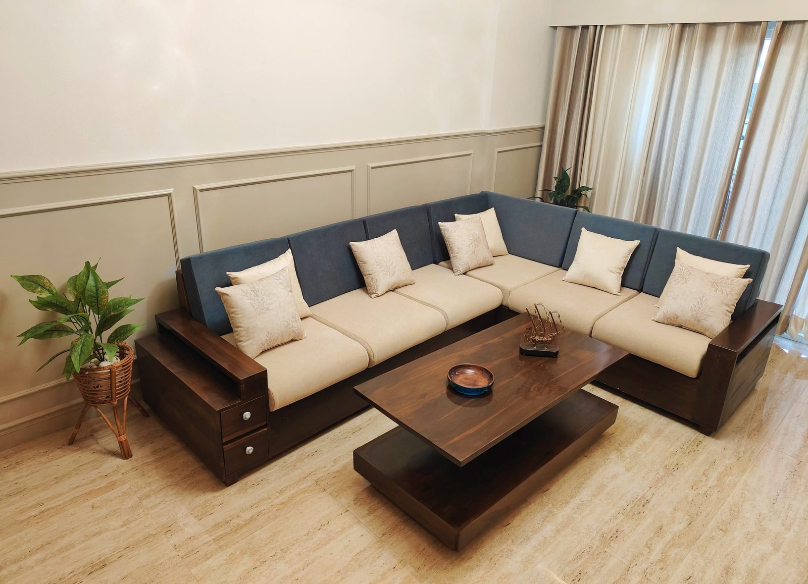 Wooden L Shape Sofa Wooden L Shape Sofa